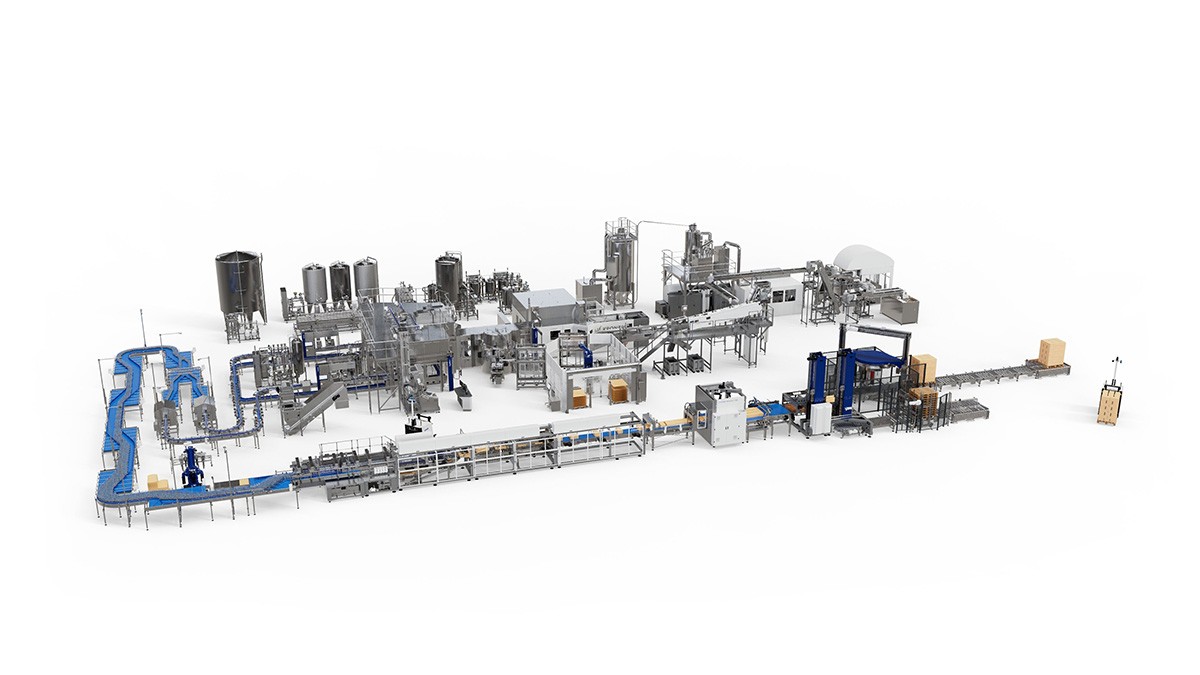 Krones' new line concept starts with the filling of non-carbonated water in PET containers, but that's just the beginning. Additional container types and product categories are to follow. Copyright: © Krones