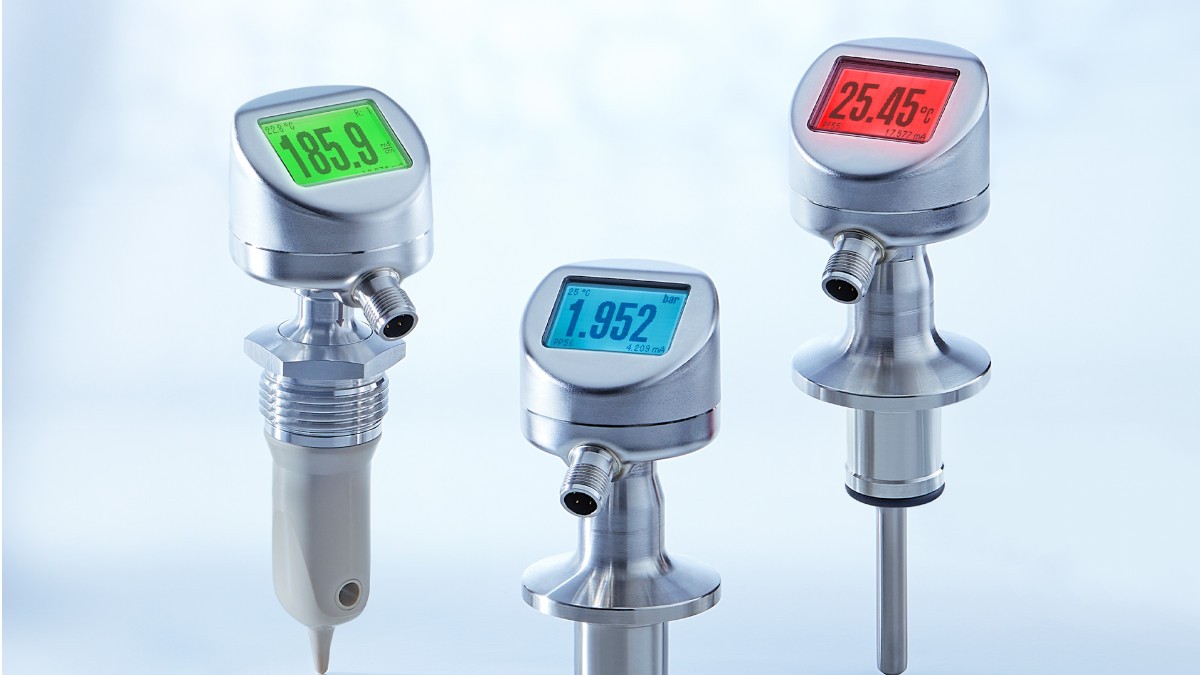The high-performance, easy-to-use process sensors of the 50 series from Baumer: PAC50 (conductivity), PT55 (temperature) and PP56 (pressure). 