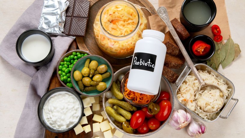 Probiotic-rich fermented foods supporting wellness and healthy digestion.