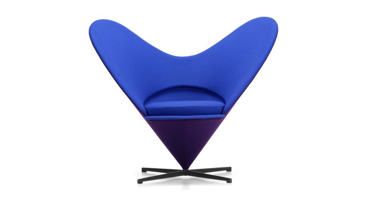 Blue Heart Cone Chair by Verner Panton