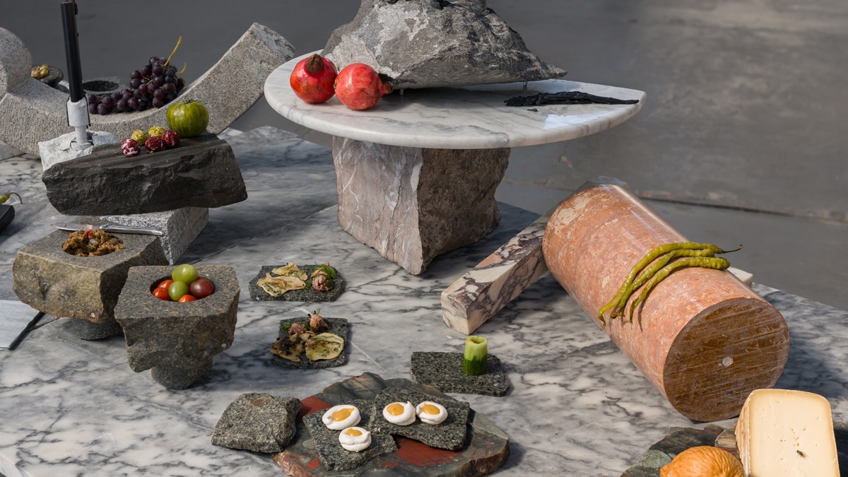 Food design on natural stone: a work by Antwerp-based Studio DO. Photo: Attila Boltresz 