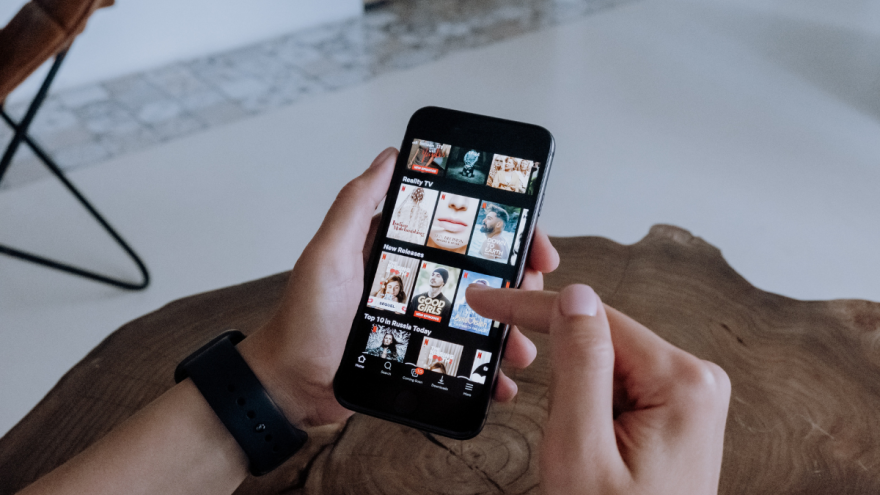Smartphone with the Netflix home screen Smartphone with the Netflix home screen