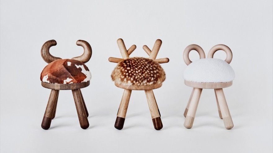 Children's-stool Children's stool Bambi Sheep Cow von EO Denmark Aps