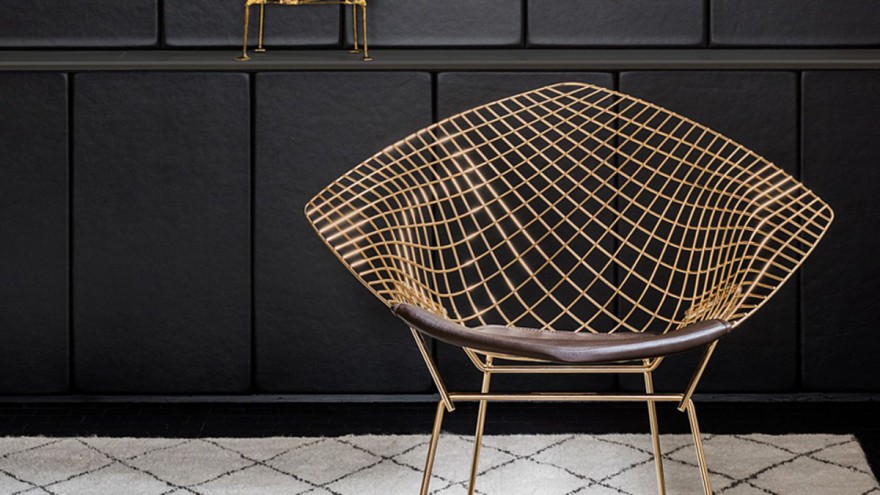 Gold chair "Diamond Bertoia" from Knoll Gold chair "Diamond Bertoia" from Knoll