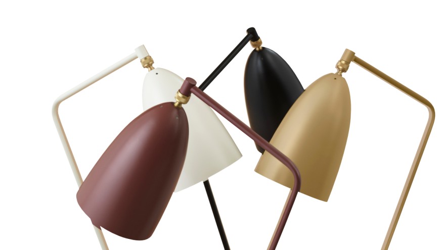 Floor lamp "Grashoppa" by Greta Magnusson Grossmann for Gubi in olive brown Floor lamp "Grashoppa" by Greta Magnusson Grossmann for Gubi in olive brown