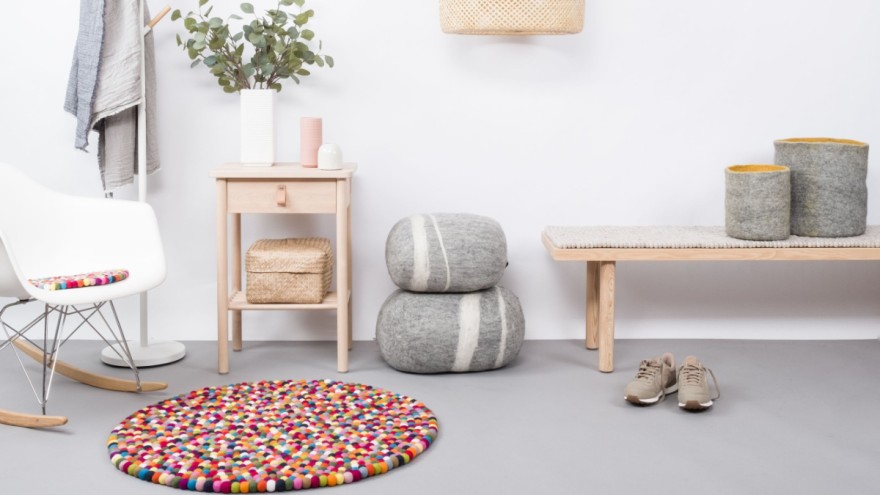 Playful "Lotte" felt ball rug from myfelt Playful "Lotte" felt ball rug from myfelt