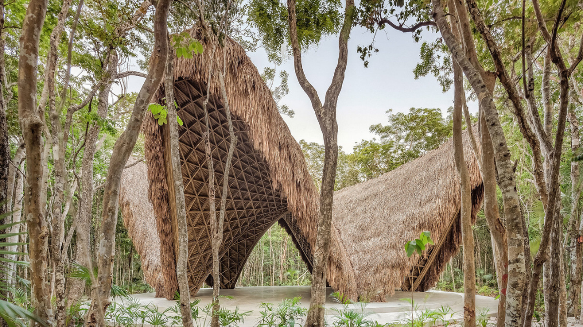 Luum Yoga Temple made of bamboo in the middle of the jungle of Tulum, Mexico
