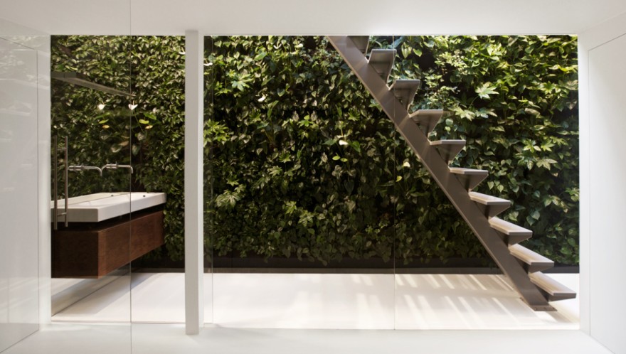vertical-garden-in-bathroom A vertical garden in the bathroom
