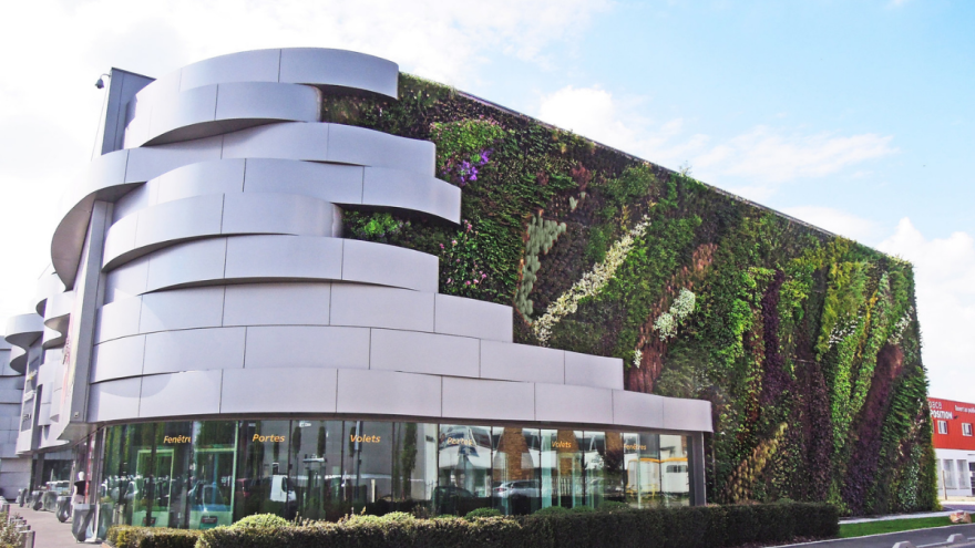 Shopping centre Jupiter in Paris with a vertical garden. Shopping centre Jupiter in Paris with a vertical garden.
