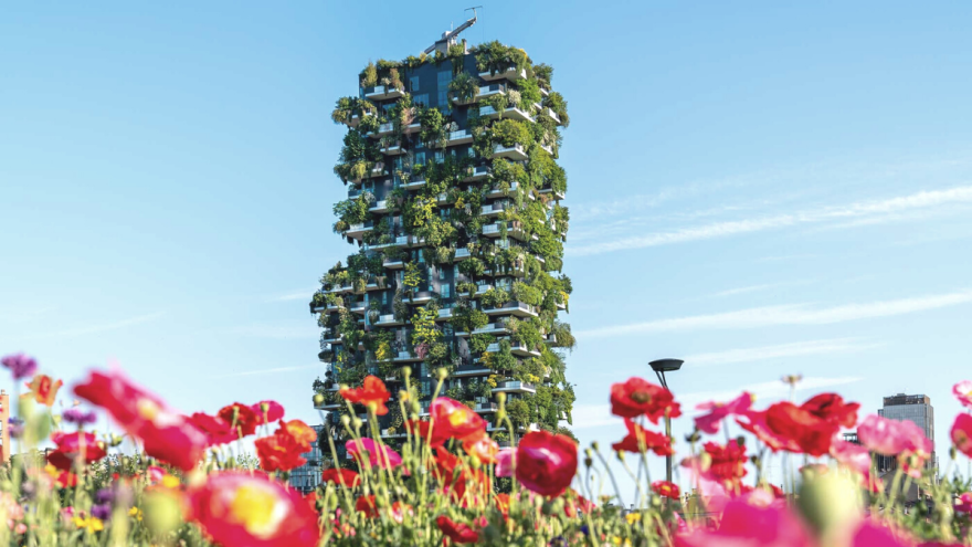 The skyscraper "Bosco Verticale", the vertical forest, in Milan. The skyscraper "Bosco Verticale", the vertical forest, in Milan.