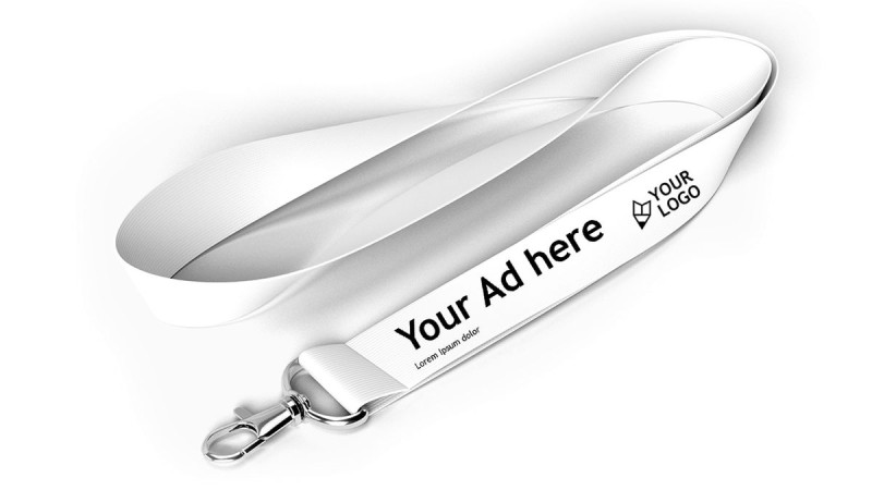 White lanyards with black lettering as an example of a sponsorship opportunity
