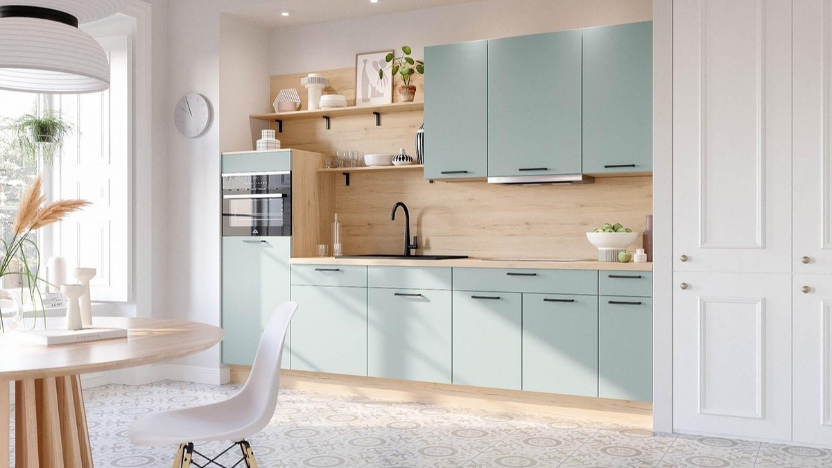 Platzsparend und nachhaltig: Clevere Küchenlösung, die auf kleinstem Raum Funktionalität, Design und Langlebigkeit vereint. Credit: Poco