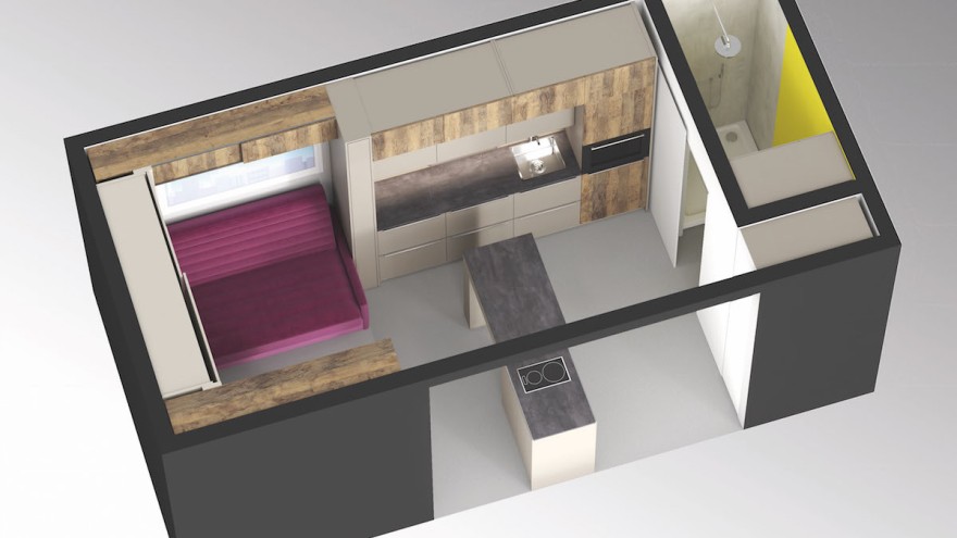 Sonderfläche "Tiny Spaces": Konzept für ein Micro-Apartment, © Hettich