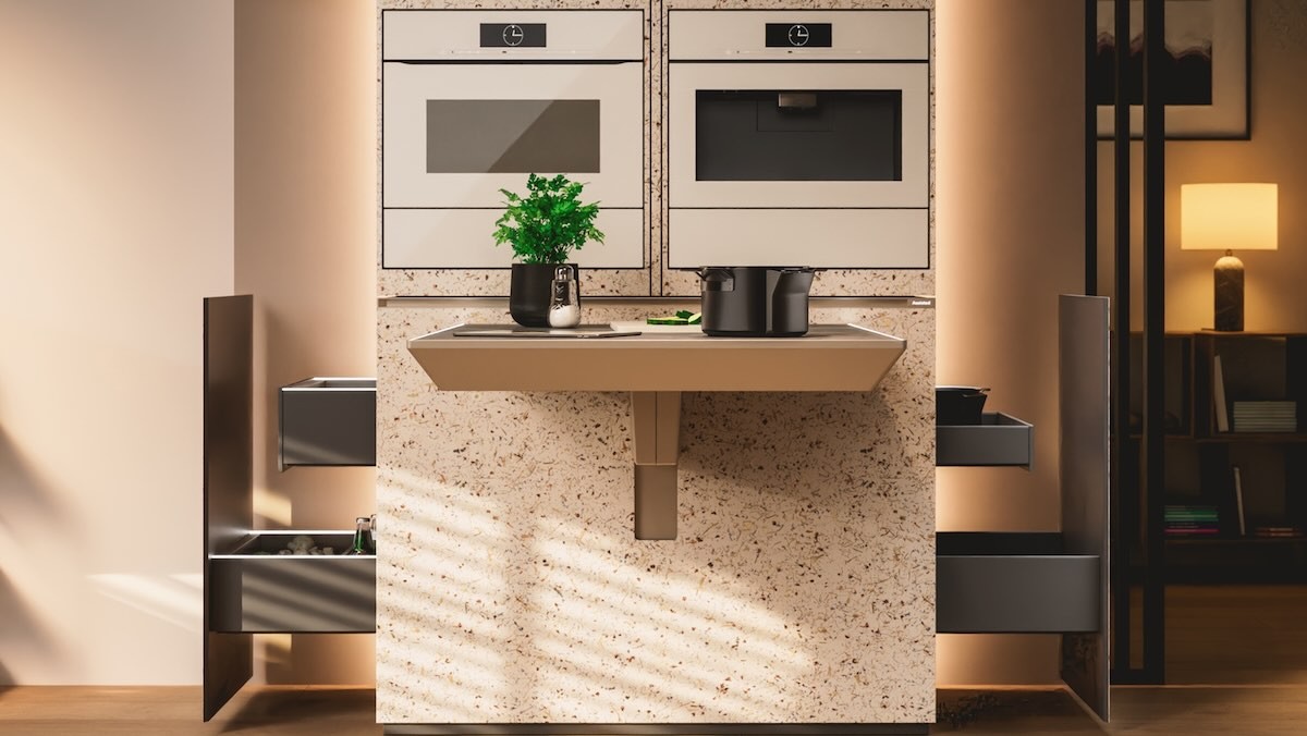 A side view of the mini kitchen in question