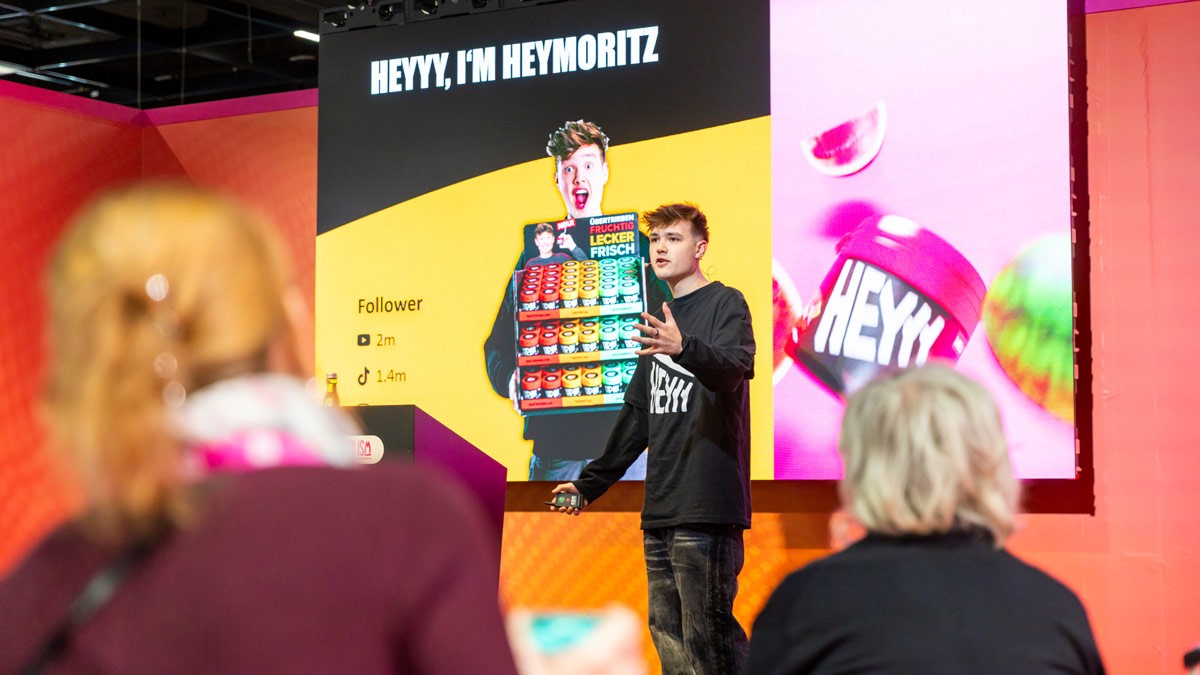 Creator & brand builder, HeyMoritz, hosting a panel on "The Strategy of the Hype" on the Talks & Tasting Stage of ISM 2026. (Image: © ISM)