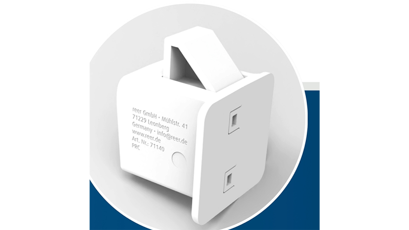 reer GmbH drawer stop device with contact information and product number 71140