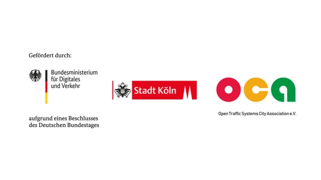 Logos City of Cologne, Federal Ministry of Digital Affairs and Transport, OCA Logos City of Cologne, Federal Ministry of Digital Affairs and Transport, OCA