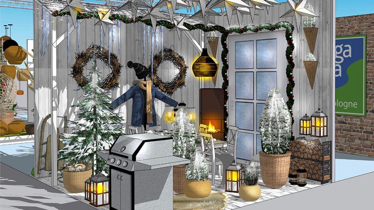 Inszenierung eines POS für den Winter auf der Gartenmesse