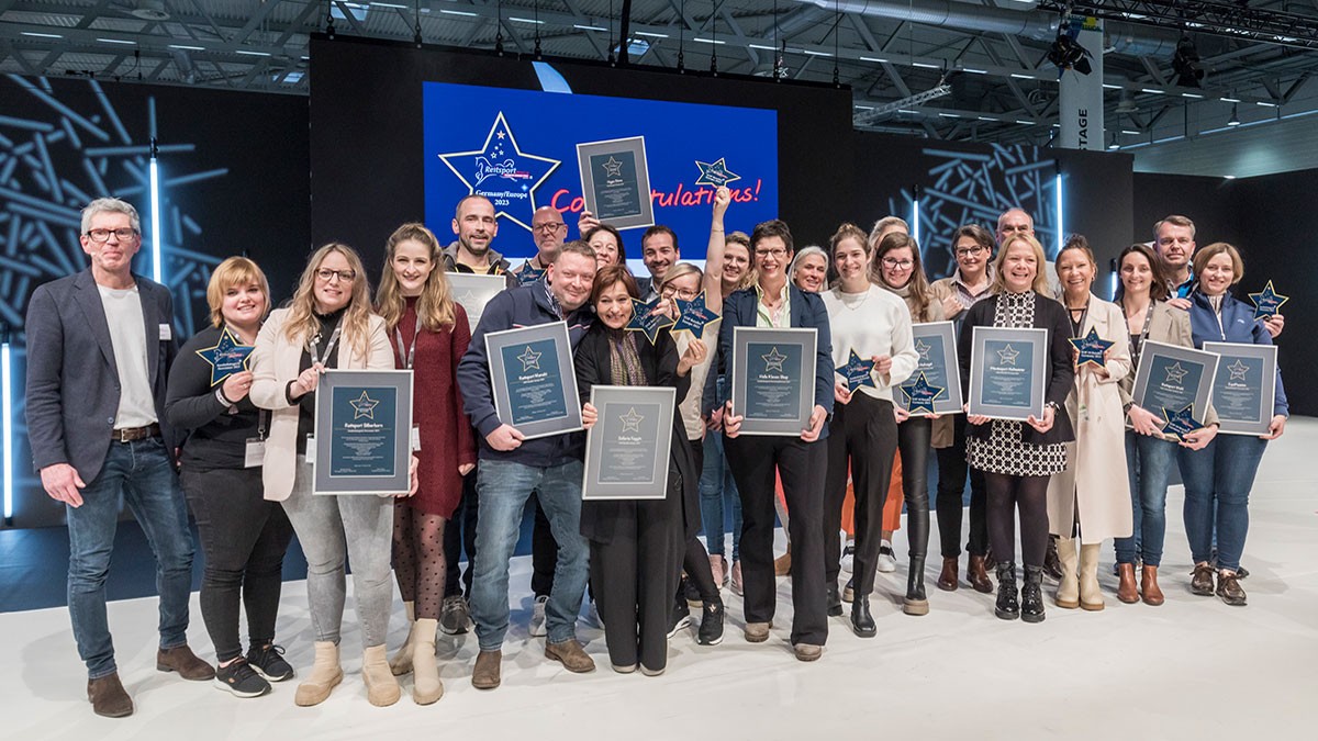 The lucky winners of the award ceremony at spoga horse 2023: Reitsport BRANCHE Retailer Award Europe 2023