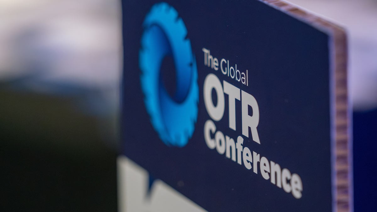 Cardboard table display with the OTR logo